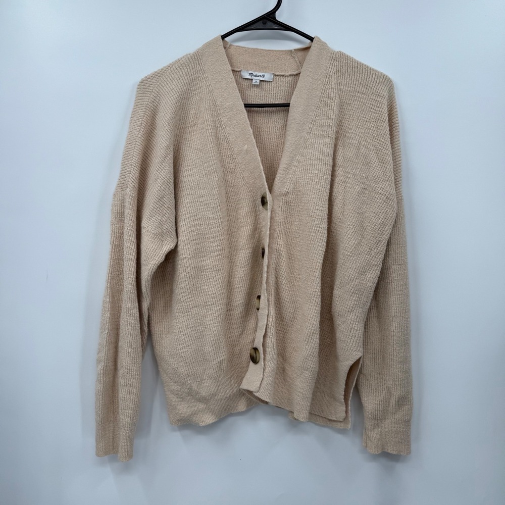 Madewell Beige Textured Knit Button Front Cardigan Sweater Women's Size M